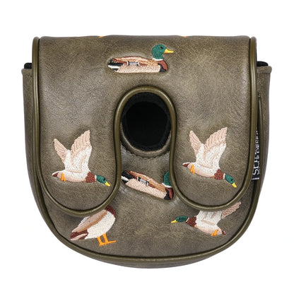 Vintage PU Leather Duck Embroidery Golf Headcover Magnetic Closure Blade and Centre Shaft Mallet Putter Cover-Mainland China-Golf World-Golf World