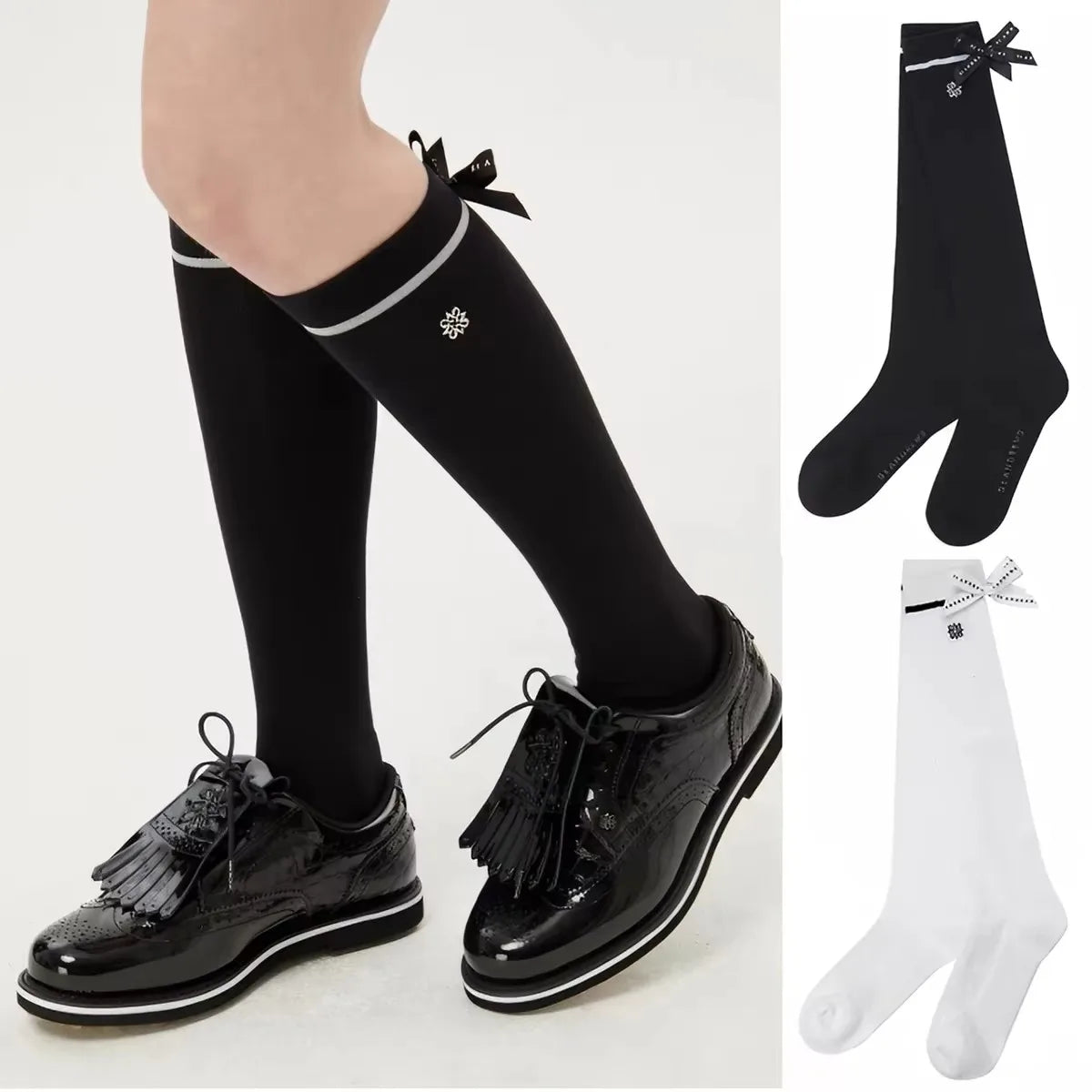 St Andrews Women's Cotton Knee High Golf Socks With Embroidered Bow Logo-Baseball caps-Golf World-Golf World
