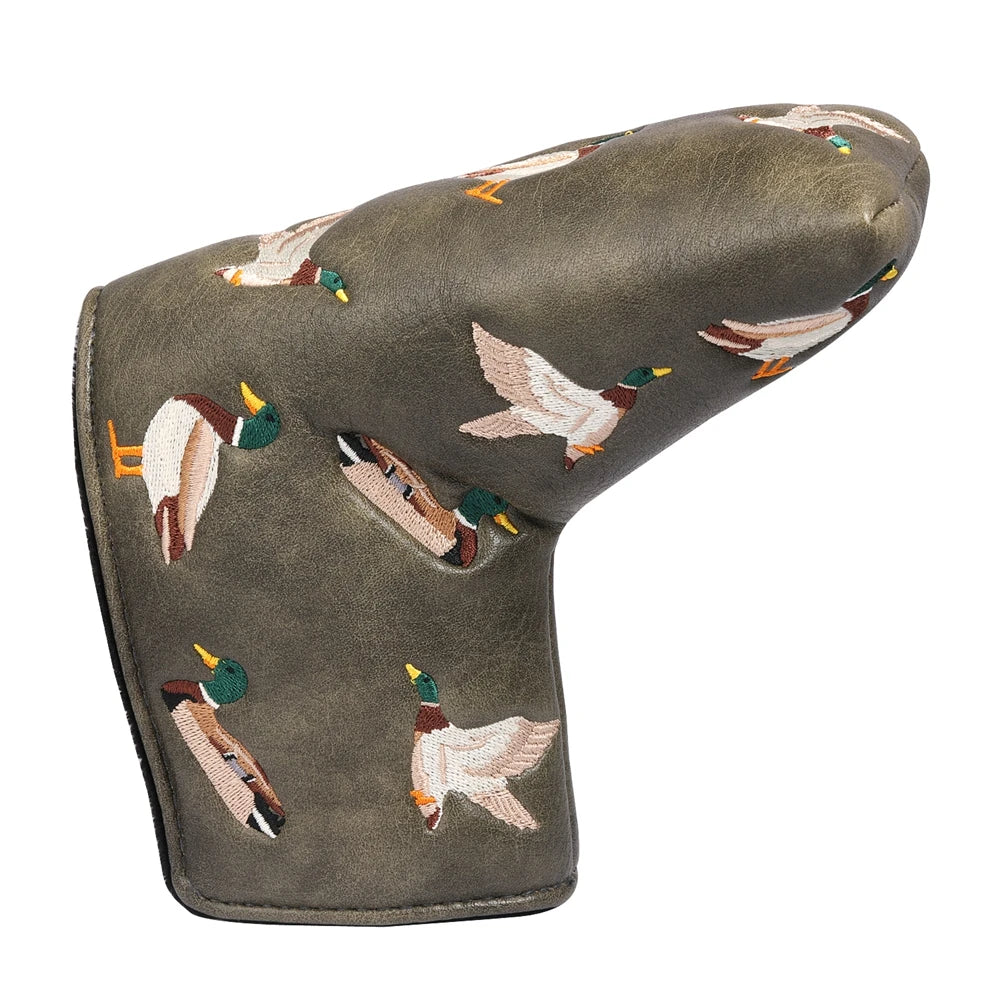 Vintage PU Leather Duck Embroidery Golf Headcover Magnetic Closure Blade and Centre Shaft Mallet Putter Cover-Mainland China-Golf World-Golf World