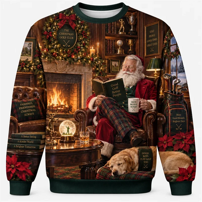 Christmas Sweatshirt With Santa Reindeer Polar Bear And Gingerbread Print--Golf World-Golf World